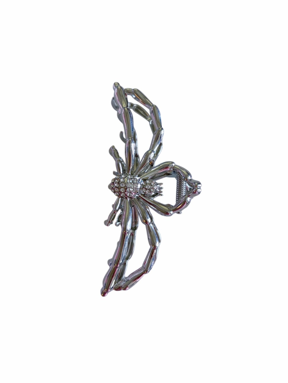 Silver Spider Hair Clip with Crystal Accents